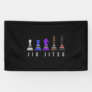 jiu jitsu trainingschess , gift bjj met tekst . spandoek
