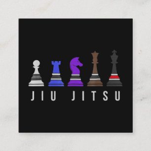 jiu jitsu trainingschess , gift bjj met tekst . vierkante visitekaartje