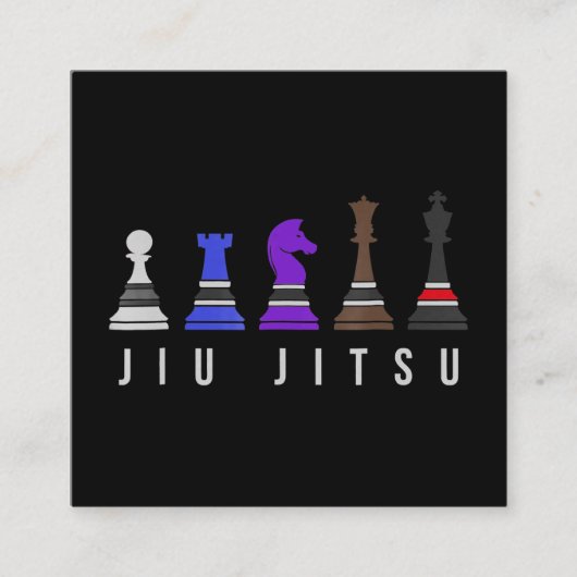 jiu jitsu trainingschess , gift bjj met tekst . vierkante visitekaartje (Voorkant)