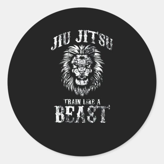 Jiu Jitsu Trein Als een Beest BJJ Verdrietig Ronde Sticker (Voorkant)
