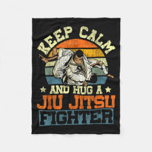 Jiu Jitsu Vintage Retro Blijf Kalmeer en Omhels ee Fleece Deken