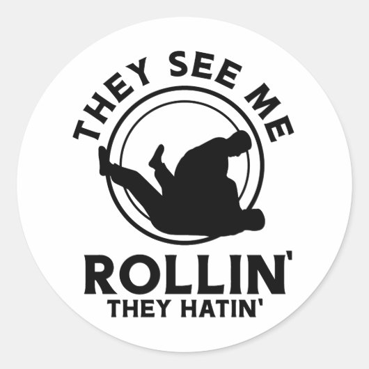 Jiu jitsu Zie me Rollin' Ronde Sticker (Voorkant)