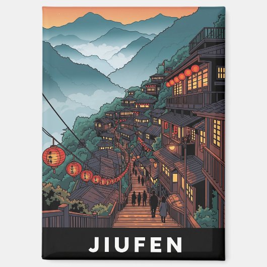 Jiufen Taiwan Avond Magneet (Voorkant)