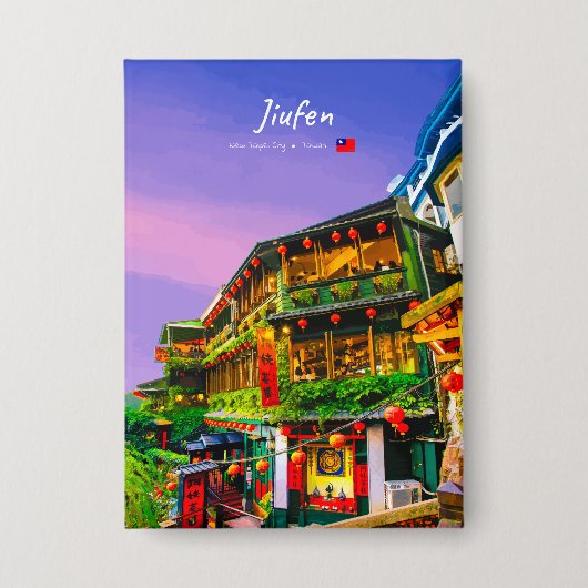 Jiufen, Taiwan - Oude Theesalon Button (Voorkant)
