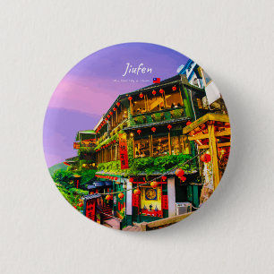 Jiufen, Taiwan - Oude Theesalon Ronde Button 5,7 Cm