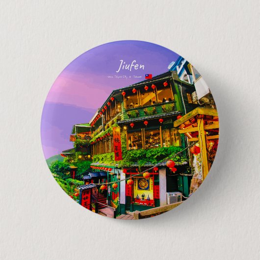 Jiufen, Taiwan - Oude Theesalon Ronde Button 5,7 Cm (Voorkant)