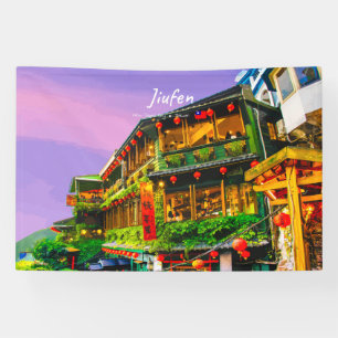 Jiufen, Taiwan - Oude Theesalon Spandoek