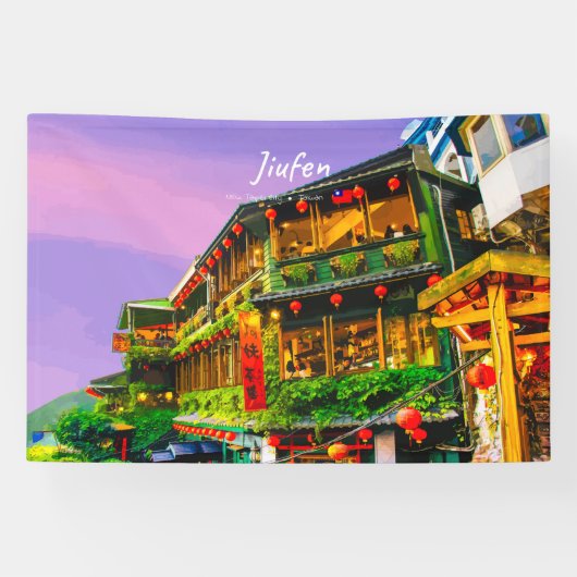 Jiufen, Taiwan - Oude Theesalon Spandoek (Horizontaal)