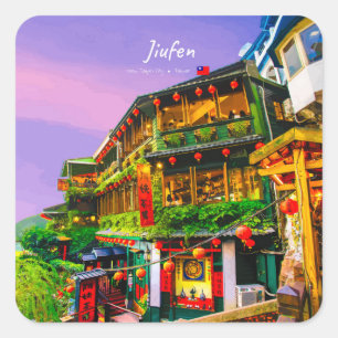 Jiufen, Taiwan - Oude Theesalon Vierkante Sticker