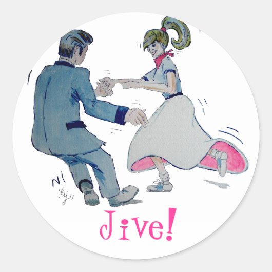 Jive Fun, zwendende danssteen en rolsteen Ronde Sticker (Voorkant)