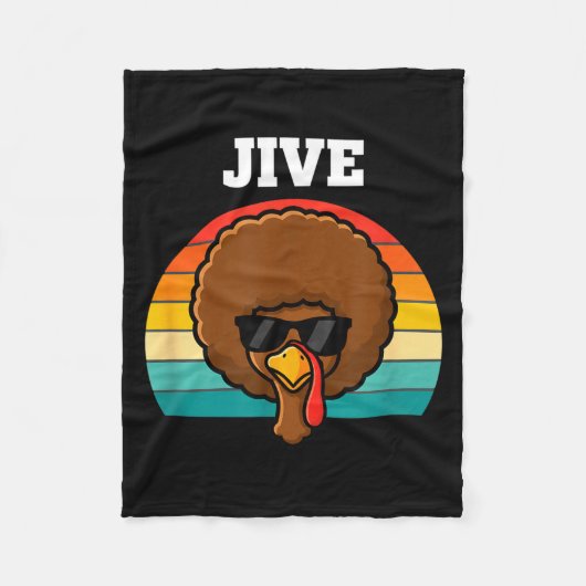 Jive Turkey Afro Retro 70s Thanksgiving Turkey Day Fleece Deken (Voorkant)