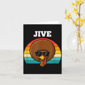 Jive Turkey Afro Retro 70s Thanksgiving Turkey Day Kaart (Gele Bloem)