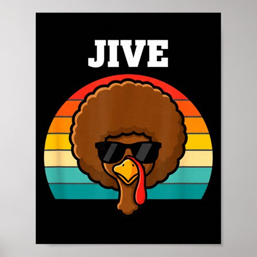 Jive Turkey Afro Retro 70s Thanksgiving Turkey Day Poster (Voorkant)