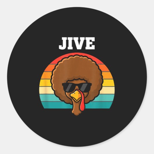 Jive Turkey Afro Retro 70s Thanksgiving Turkey Day Ronde Sticker (Voorkant)