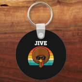 Jive Turkey Afro Retro 70s Thanksgiving Turkey Day Sleutelhanger (Voorkant)