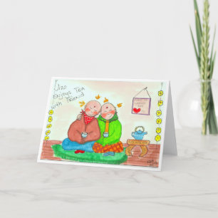 Jizo geniet van Thee met Vriend Kaart