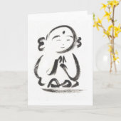 Jizo het Monk Blank Wenskaart Kaart (Gele Bloem)