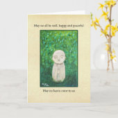 Jizo Kunst Boeddhisme Gebed Empathie Beterschap Kaart (Gele Bloem)