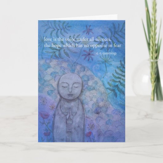 Jizo Kunst met stille Liefde Hulp Ondersteuning Vr Kaart (Voorkant)