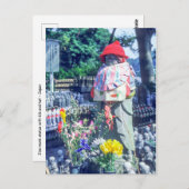 Jizo monk beeld met bib en pet - Japan Briefkaart (Voorkant / Achterkant)