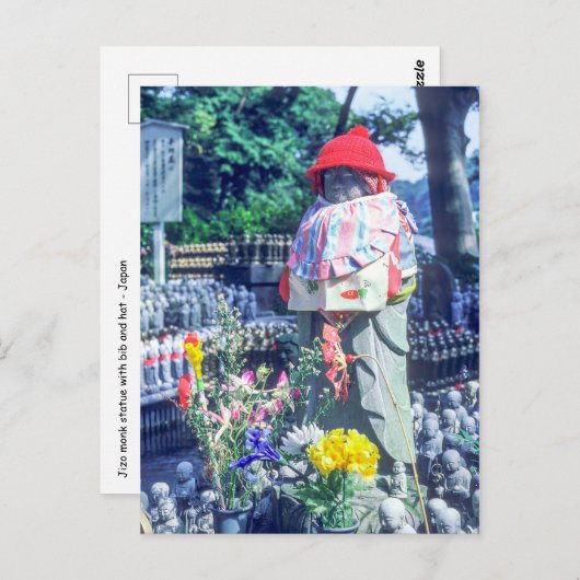 Jizo monk beeld met bib en pet - Japan Briefkaart (Voorkant / Achterkant)