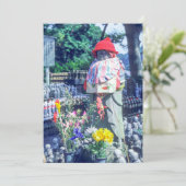 Jizo monk beeld met bib en pet - Japan Kaart (Staand voorkant)