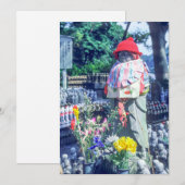 Jizo monk beeld met bib en pet - Japan Kaart (Voorkant / Achterkant)