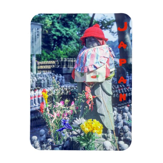 Jizo monk beeld met bib en pet - Japan Magneet (Verticaal)