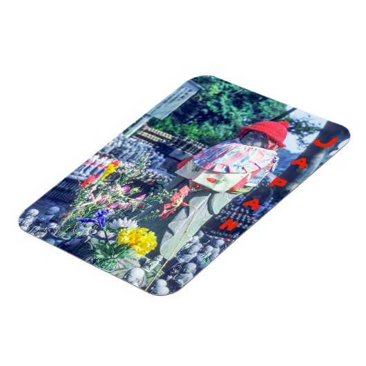Jizo monk beeld met bib en pet - Japan Magneet (Linkerzijde)