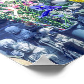 Jizo monk beeld met bib en pet poster (Hoek)