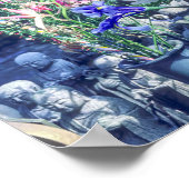 Jizo monk beeld met bib en pet poster (Hoek)