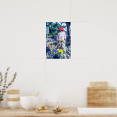 Jizo monk beeld met bib en pet poster (Keuken)