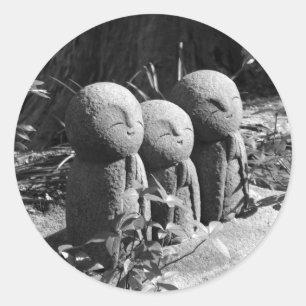 Jizo-standbeelden, Hase-tempel: Kamakura, Japan Ronde Sticker