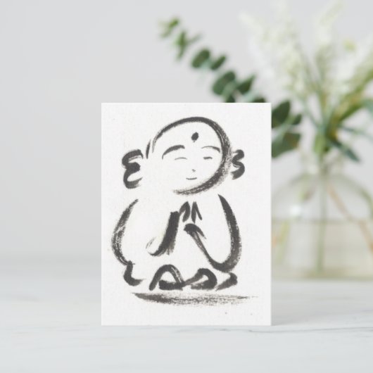 Jizo the Monk Briefkaart in White (Staand voorkant)