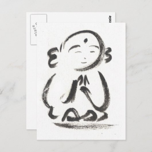 Jizo the Monk Briefkaart in White (Voorkant / Achterkant)