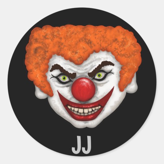 JJ de Creepy Clown | Halloween Fun Ronde Sticker (Voorkant)