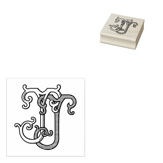 JJ Initialen JJ Monogram Rubber Ink Stamp Bruiloft Rubberstempel (Gestempeld)