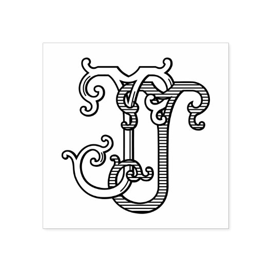 JJ Initialen JJ Monogram Rubber Ink Stamp Bruiloft Rubberstempel (Afrduk)