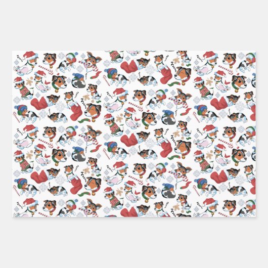 JJ kerstpatroon_ Kerstmis_Wit Inpakpapier Vel (Voorkant)