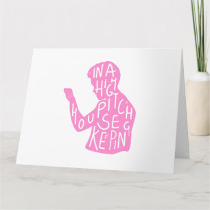 JJs silhouet huishoudelijke quote in pastelroze Kaart