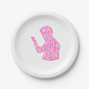 JJs silhouet huishoudelijke quote in pastelroze Papieren Bordje