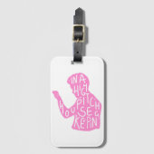 JJs silhouette housekeeping quote in pastelroze Bagagelabel (Voorkant (verticaal))