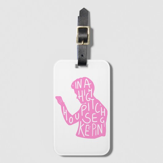 JJs silhouette housekeeping quote in pastelroze Bagagelabel (Voorkant (verticaal))