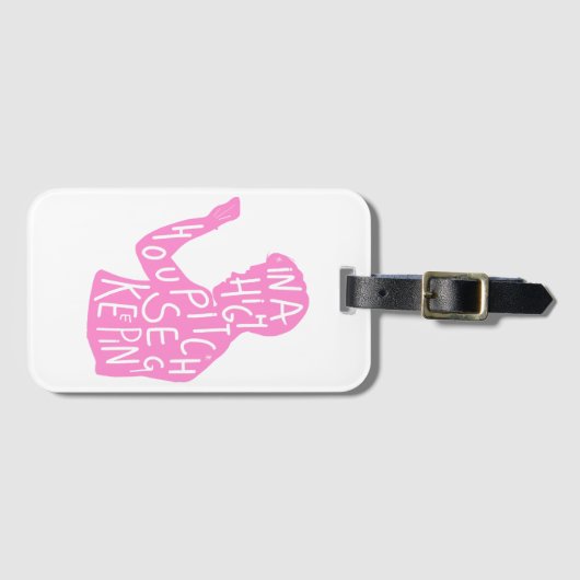 JJs silhouette housekeeping quote in pastelroze Bagagelabel (Voorkant (horizontaal))