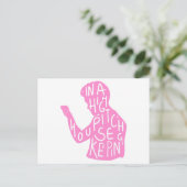 JJs silhouette housekeeping quote in pastelroze Feestdagenkaart (Staand voorkant)