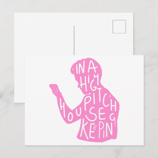 JJs silhouette housekeeping quote in pastelroze Feestdagenkaart (Voorkant / Achterkant)