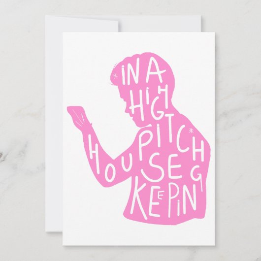JJs silhouette housekeeping quote in pastelroze Kaart (Voorkant)