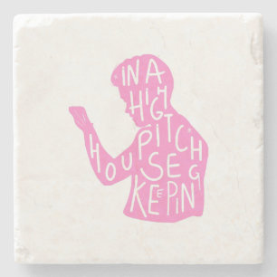 JJs silhouette housekeeping quote in pastelroze Stenen Onderzetter