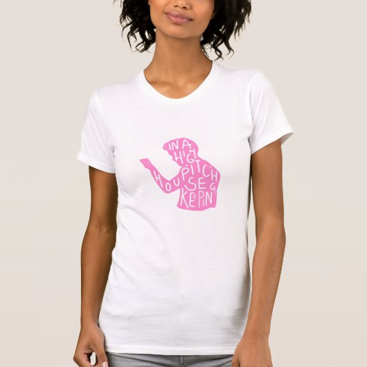 JJs silhouette housekeeping quote in pastelroze T-shirt (Voorkant)