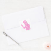 JJs silhouette housekeeping quote in pastelroze Vierkante Sticker (Envelop)